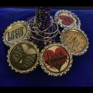 Book Lover Wine Charm Set